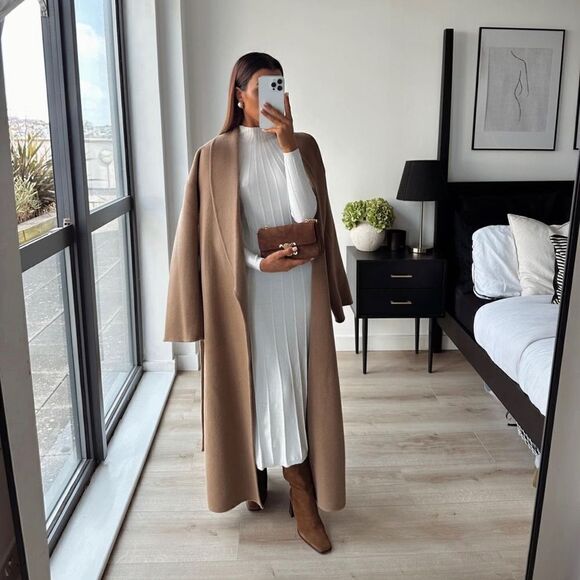 Iconic Mango 76% Wool Handmade Belted Coat Old Money - Picture 4 of 13